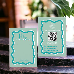 Retro teal curve squiggle wavy jewellery display business card