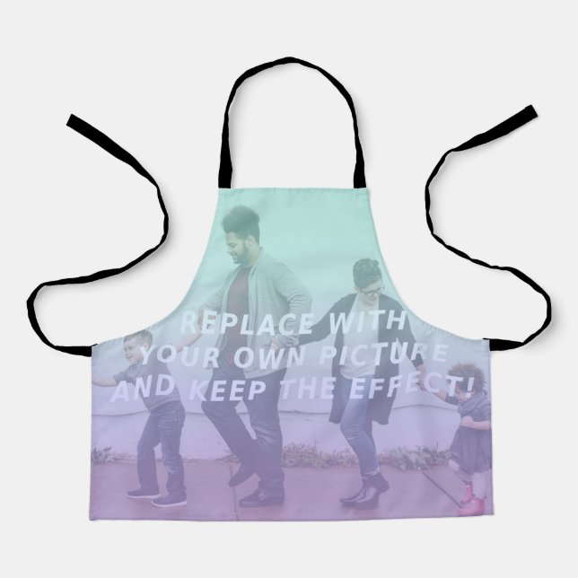 Retro Teal Green & Purple Faded Gradient Custom Apron (Front)