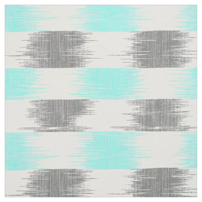 Retro teal grey abstract modern ikat pattern fabric (Swatch)