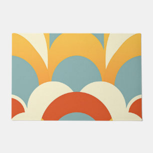 Retro Teal Mustard Scallop Pattern Doormat