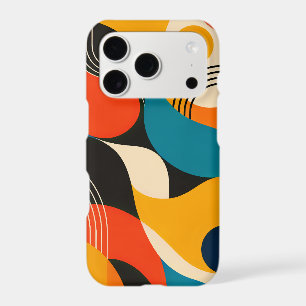 Retro Teal Orange Black Bauhaus Geometric Abstract