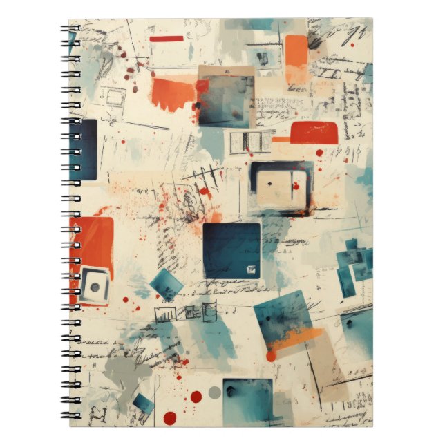 Retro Teal Orange Camera Cassette Ephemera Notebook (Front)