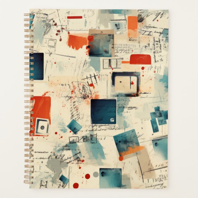 Retro Teal Orange Camera Cassette Ephemera Planner (Front)