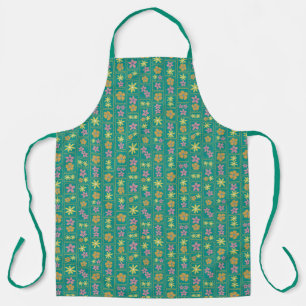 Retro Teal Patchwork Floral Large Apron