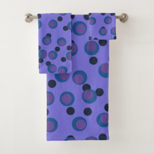 Retro Teal & Purple Atomic Orbit Bath Towel Set