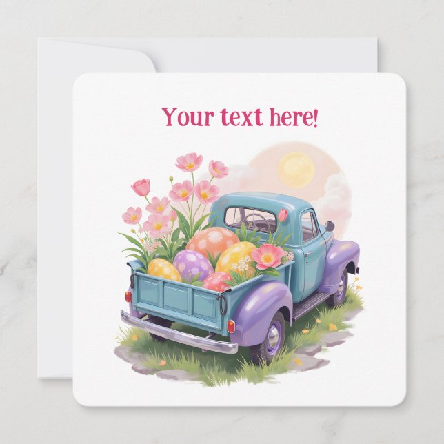 Retro Teal & Purple Truck with Easter Eggs (Front)