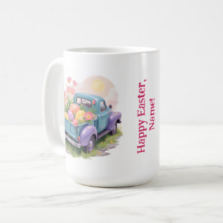 Retro Teal & Purple Truck with Easter Eggs Coffee Mug
