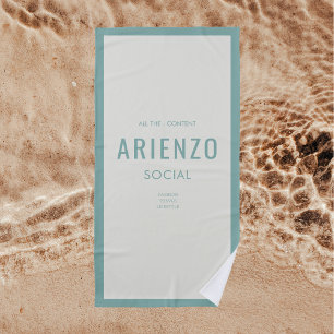 Retro Teal Social Media Influencer Promotional Beach Towel