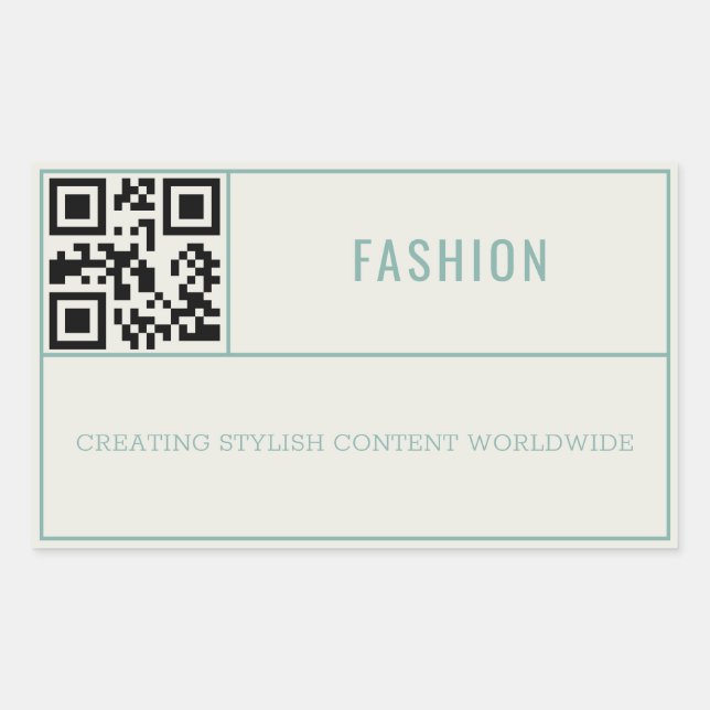 Retro Teal Social Media Influencer QR Code Rectangular Sticker (Front)