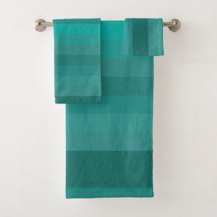 Retro Teal & Turquoise Vertical Stripes Bath Towel Set