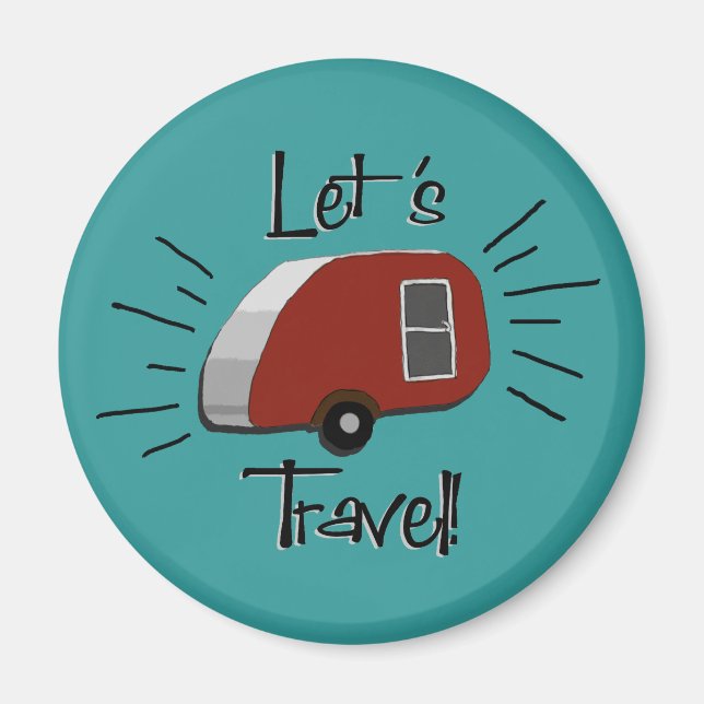 Retro Teardrop Camper Magnet (Front)