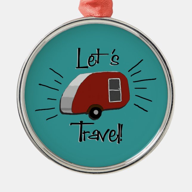 Retro Teardrop Camper Ornament (Front)