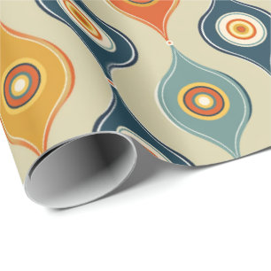 Retro Teardrop Gift Wrap – Vibrant Mid-Century 