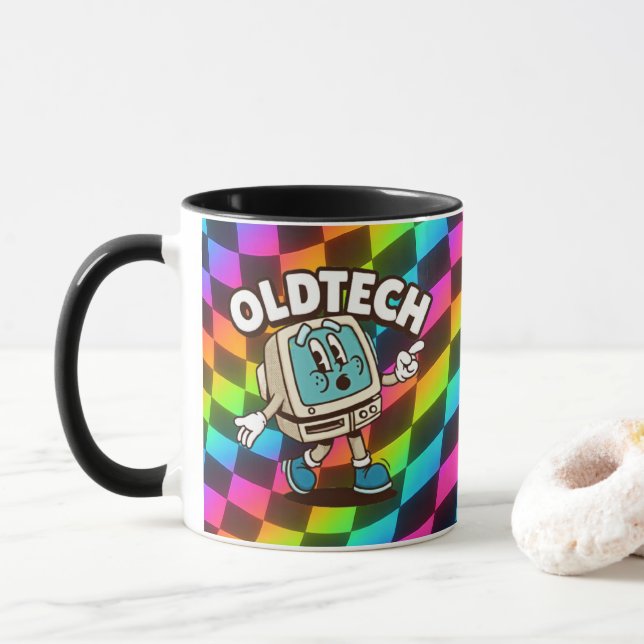 Retro Tech Cartoon Psychedelic Mug (With Donut)