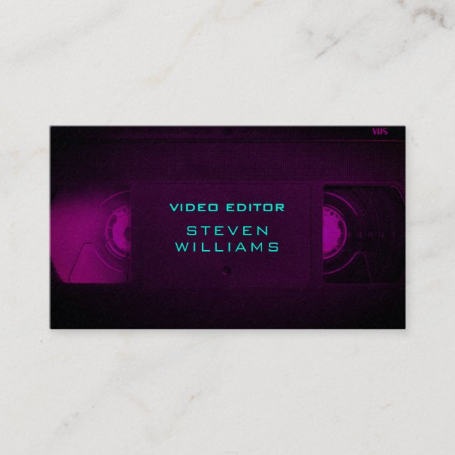 Retro tech modern coloured business card (Front)