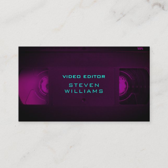 Retro tech modern coloured business card (Front)