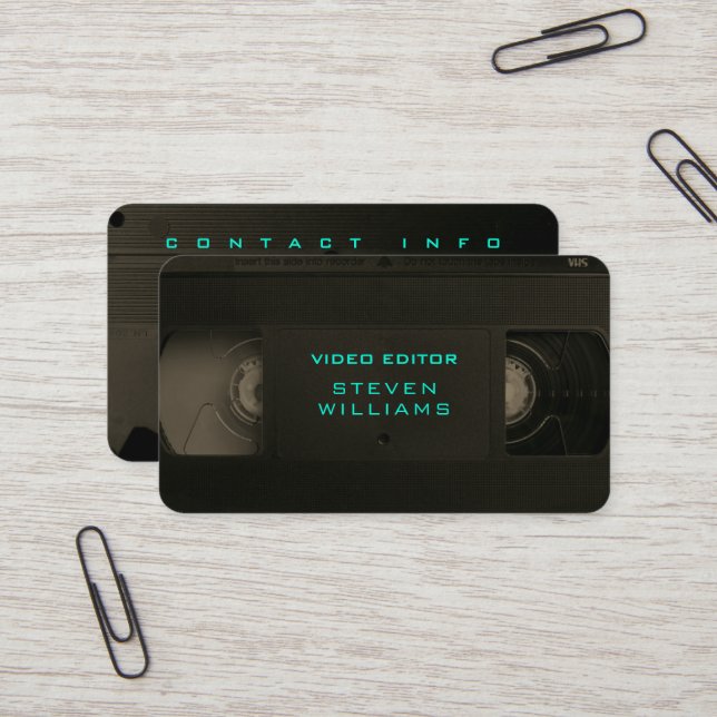 Retro tech modern coloured style business card (Front/Back In Situ)