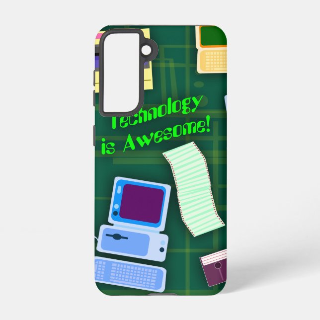 Retro Technology Fun Cartoon Art Salute Samsung Galaxy S21 Case (Back)