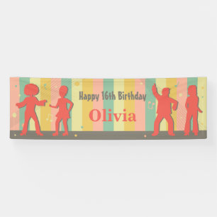 Retro Teen Disco Dance Birthday Party Banner