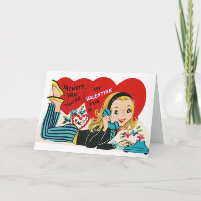 Retro Teen Girl Valentine's Day Card (Front)