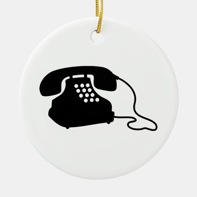 Retro Telephone Ceramic Ornament (Front)