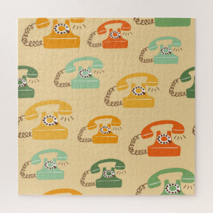 Retro telephones, colorful seamless pattern. jigsaw puzzle