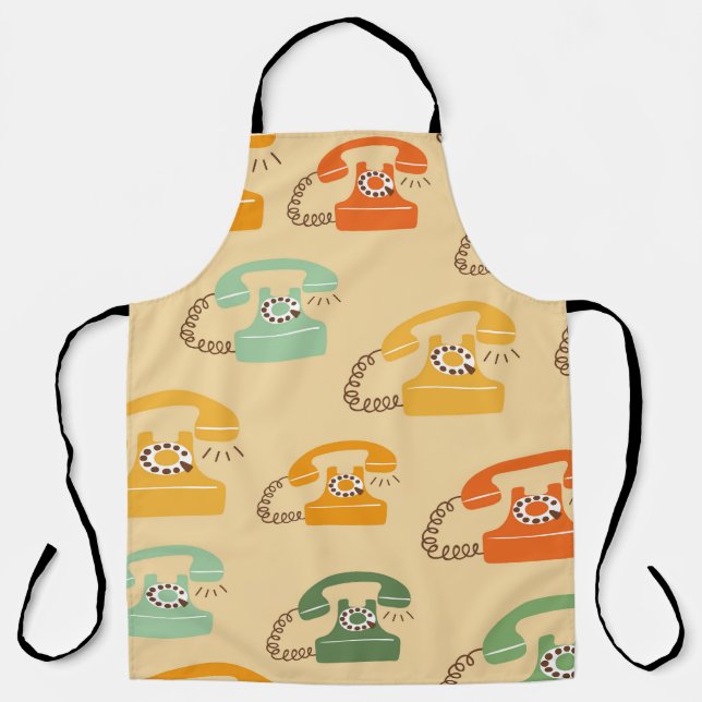 Retro telephones, colourful seamless pattern. apron (Front)