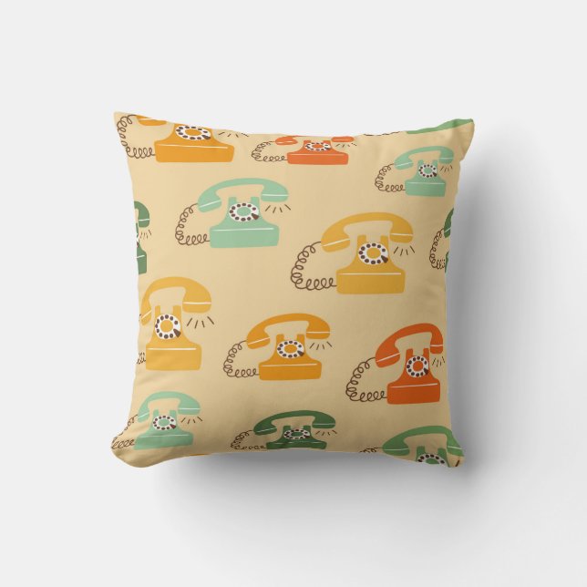 Retro telephones, colourful seamless pattern. cushion (Front)