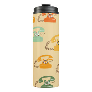 Retro telephones, colourful seamless pattern. thermal tumbler