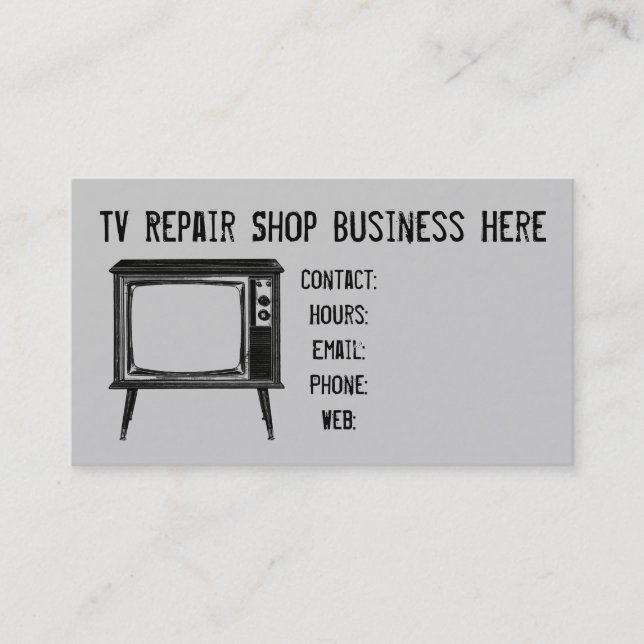 Retro Television Set Repair Shop Business Card (Front)