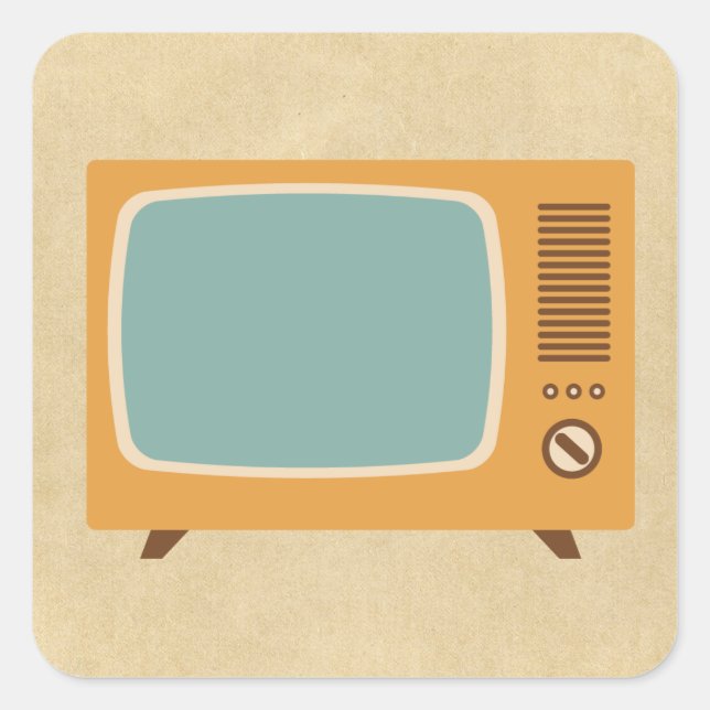 Retro Television Set Square Sticker (Front)
