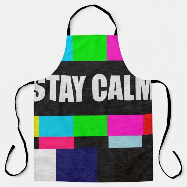 retro television test pattern with stay calm messa apron (Front)