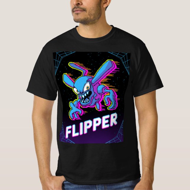 Retro Tempest Flipper Arcade Villain Cartoon Tee (Front)