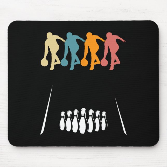 Retro Ten 10 Pin Bowling Team Costume Funny Bowler Mouse Pad (Front)