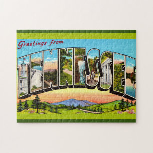Retro Tennessee Greeting Postcard Jigsaw Puzzle