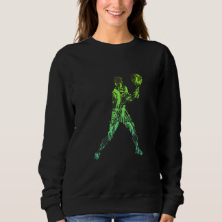 Retro tennis player match ball man with bat sweatshirt