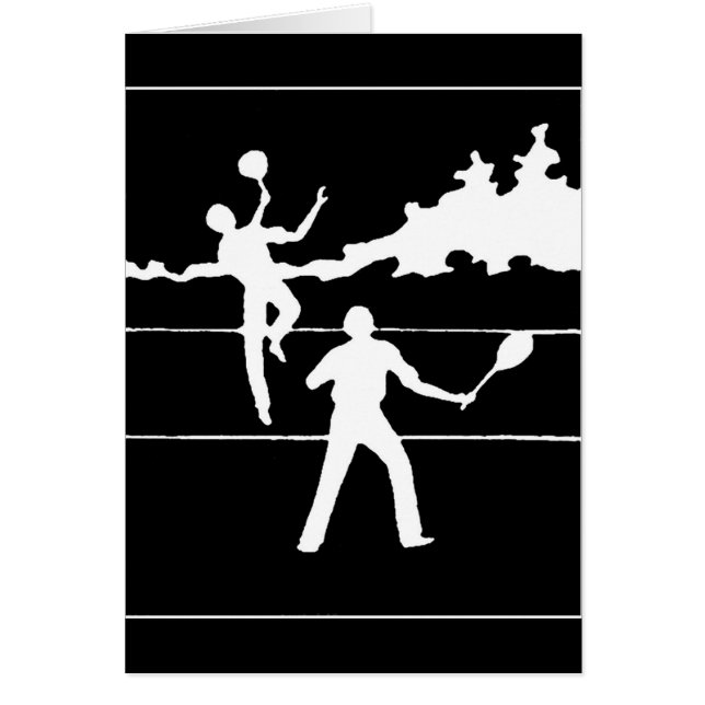 Retro Tennis Silhouette Note Card (Front)