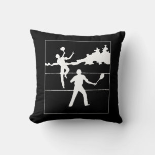Retro Tennis Silhouette Throw Pillow