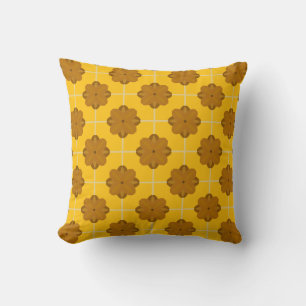 Retro Terra Bloom Floral Tile Throw Pillow