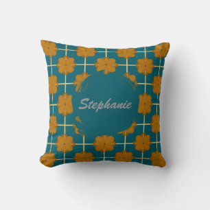 Retro Terra Bloom Floral Tile Throw Pillow