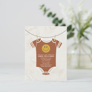 Retro Terracotta Bodysuit Clothesline Baby Shower Invitation