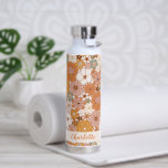 Retro Terracotta Boho Floral Personalised Name Water Bottle<br><div class="desc">Custom Retro Terracotta Boho Floral Water Bottle</div>