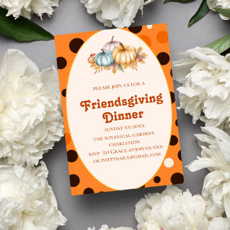 retro terracotta botanical fall Friendsgiving Invitation