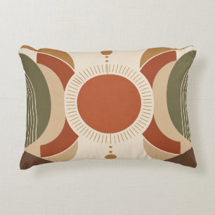 Retro Terracotta Celestial Sun Decorative Cushion