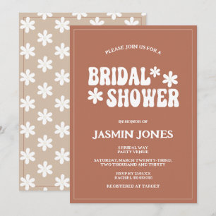 Retro Terracotta Daisy Flower Bridal Shower Invitation