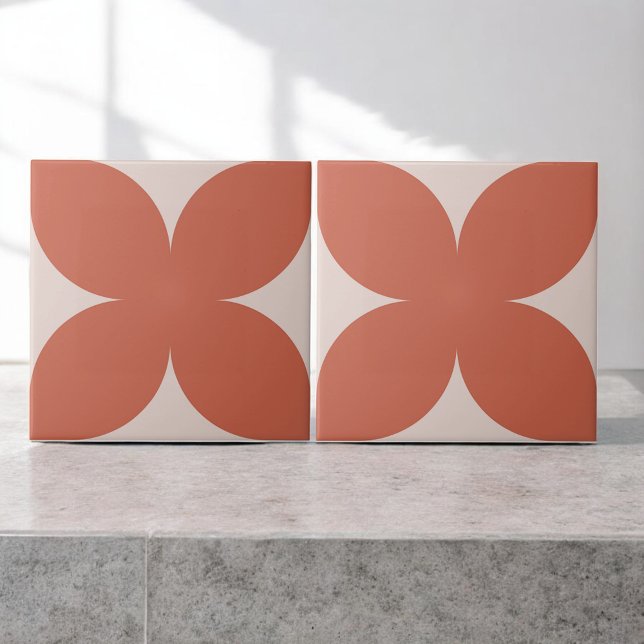 Retro Terracotta Floral Petal Mid Century Modern  Ceramic Tile (Creator Uploaded)