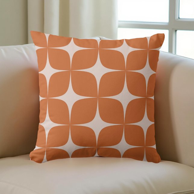 Retro Terracotta Mid Century Modern Geometric Boho Cushion (Creator Uploaded)