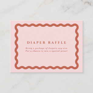 Retro Terracotta & Pink Baby Shower Diaper Raffle Enclosure Card