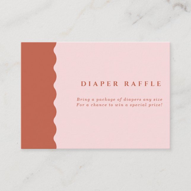 Retro Terracotta & Pink Wavy Diaper Shower Enclosure Card (Front)