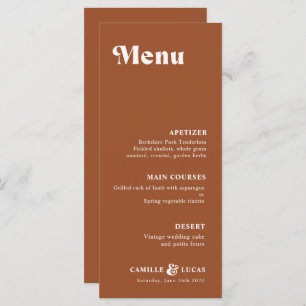 Retro Terracotta Rust Wedding  Menu